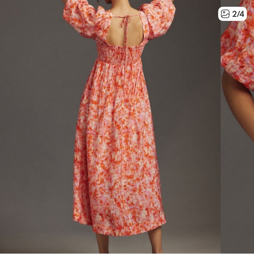 Anthropologie Short-Sleeve Smocked
Babydoll Midi Dress - Picture 2 of 4
